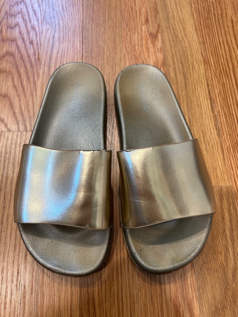 Studio 54 Metallic Gold Pool Slide Sandals Women's Slides size 38 us size 7 shoe